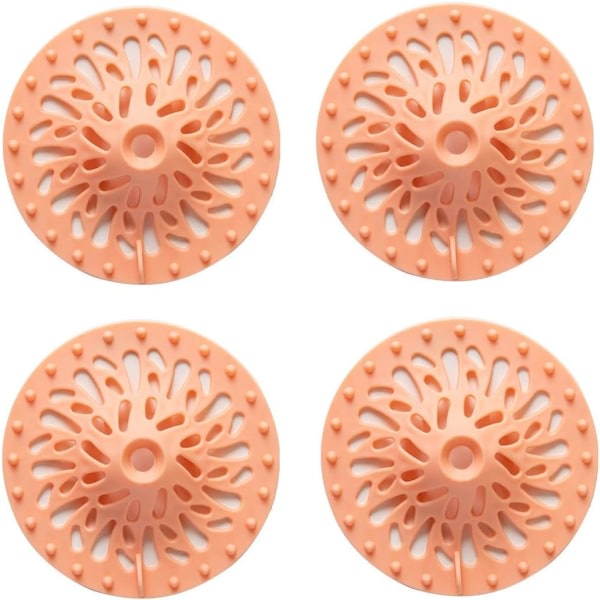 Slitstark hårplugg i silikon Cover Lätt at installere og rengøre Lämplig for badeværelsesbadkar og køkken (4 st, orange)