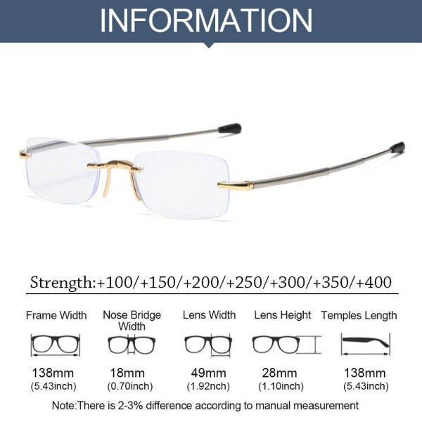 Foldbare læsebriller Briller GOLD STRENGTH 100 Guldstyrke 100 Strength 100