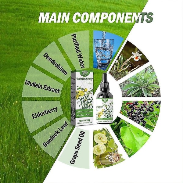 3x Dendrobium Mullein Extract - Lungrensende urtedråper i luftveiene null none
