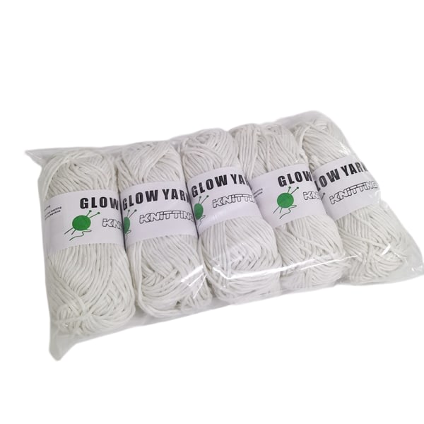 Stickgarn Glow Wool Mjuk 50m/Rull Nya funksjonella sömnadstillbehör Glow In The Dark Vit Vit