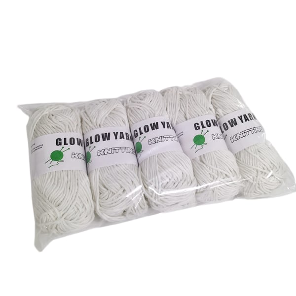 Stickgarn Glow Wool Mjuk 50m/Rulle Nya Funktionella Sömnadstillbehör Glow In The Dark Vit Vit