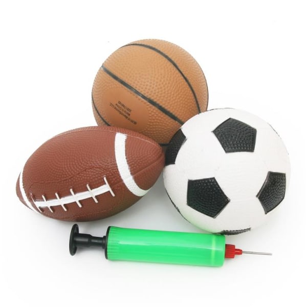 3 skumboller for barn - inneholder 1 rugbybolle, 1 fotball, 1 basketbolle, mjuk og holdbar leksak for små hender
