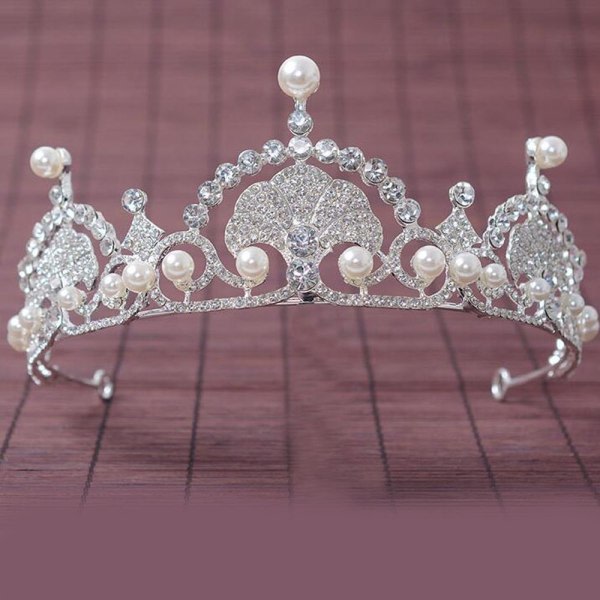 Heyone Silver Bead Brudbröllop Crown Pannband Kvinnor Crystal Tiara Headpiece Bröllop Håraccessoarer