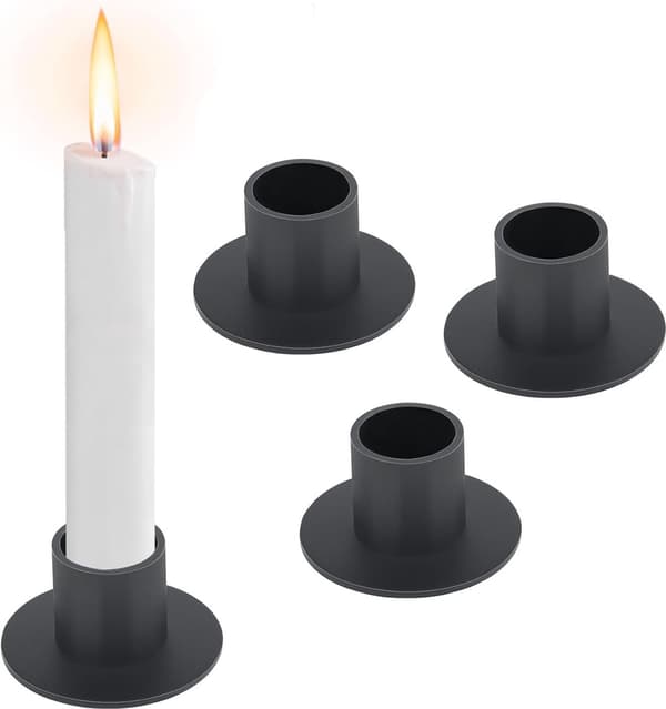 Candlestick set of 4 - Diameter 2.5 cm - Iron - Black - Tealight holders - Decorative coasters