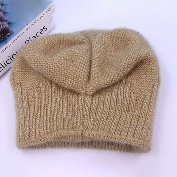 Fleece varm stickad mössa Stickad mössa BEIGE beige