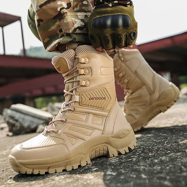 Herr Military Boot Combat Herr Boots Tacticalhane Shoes Work Safety Shoes Yj203 Beige 43