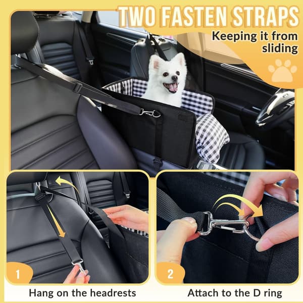 1x Bilsete for hund med armlene - Polstret - Opptil 5 kg - Anti-sagg - Grå