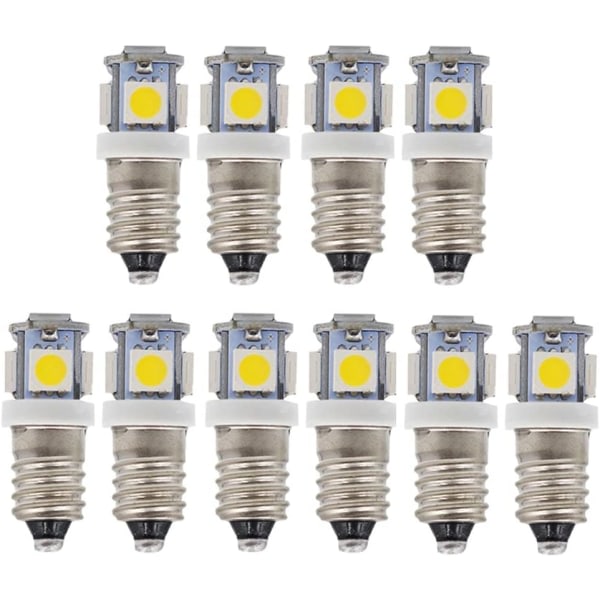 10 st E10 6V LED-lampe eller 5SMD 0,5W 50LM-lampe（Cool White）