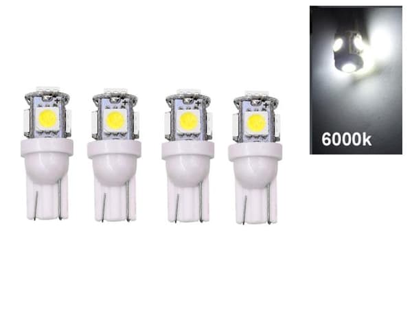 T10 W5W LED-lampor 6000K Vit 5 SMD5050 Chips Interiör Bilbelysning 12V 4-pack 6000k vit 4-pack