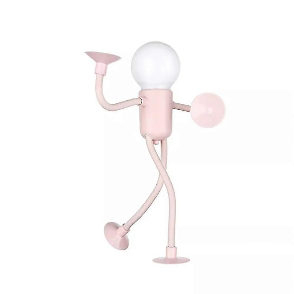 Sjov Sportsmand Natlampe med Skiftelig Form, Knapcelsbatteri, Skrivebordslampe, Alsidig Minilampe, Kreativ Dekoration, Vakuumsuger pink