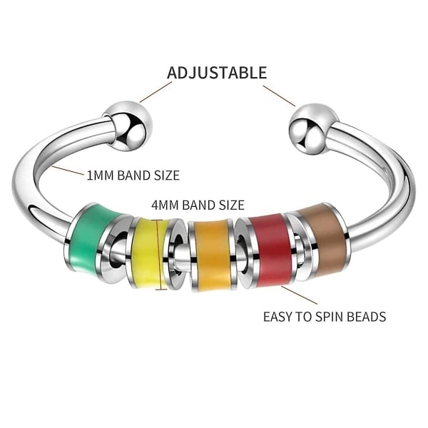 Fidget-ringe til angst for kvinder, 3 stk. emalje-spinderinge til angst