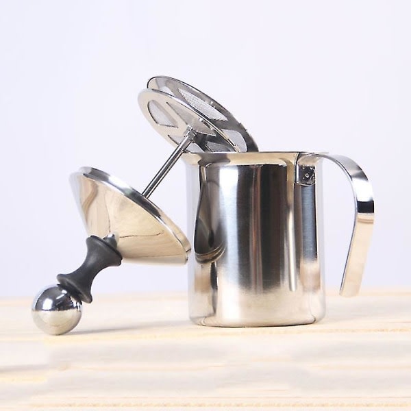 CDQ Rostfritt stål dubbellager handmjölkskummare kaffeskumningspump (400 ml)