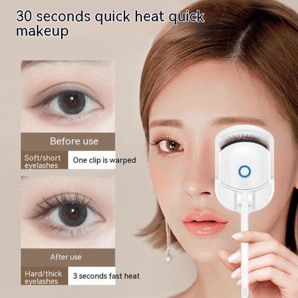 Elektrisk uppvärmd ögonfransböjarkamma Långvarig Kvinnor Tjej Makeup Verktyg USB White