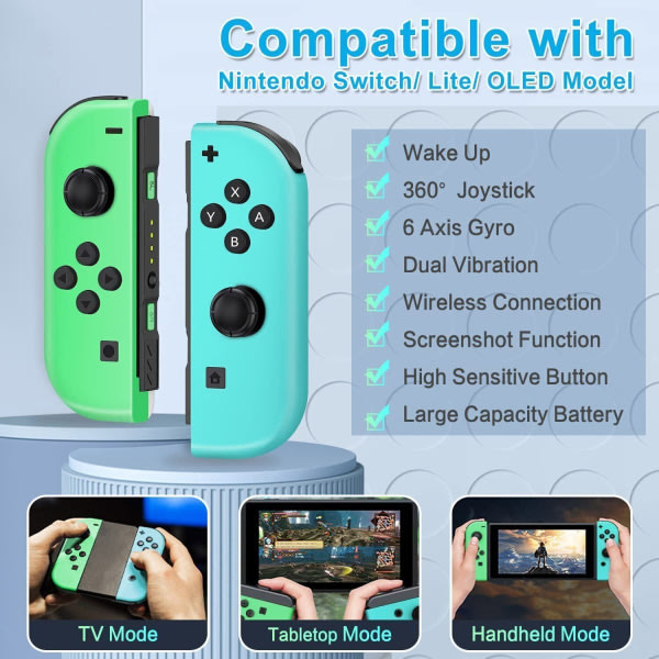 For Nintendo Switch Joy-con-Controller Venstre m/ Høyre Wireless Gamepad 1-PairWhite