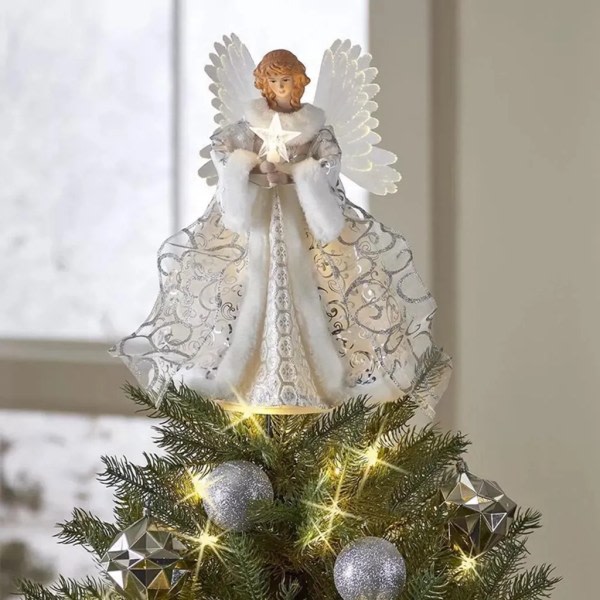 LED ängel julgran topp stjärna jul ängel ängel julgransprydnader julgran topp dekoration ljus ängel fe figur ornament