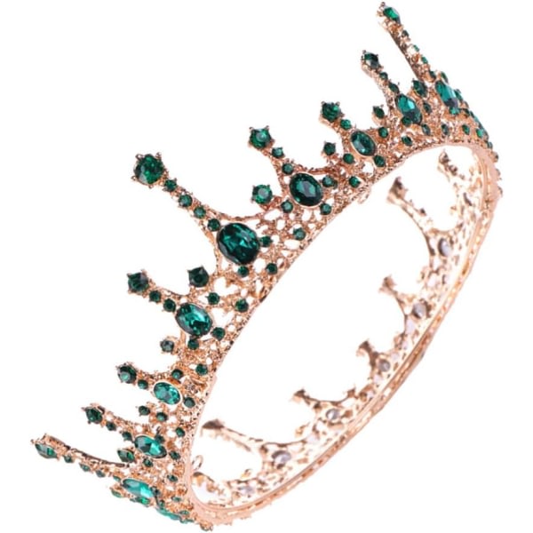 CDQ Tiara Crystal Green Rhinestones Diamond Pannband Födelsedagsfest Bröllopsbal Alloy