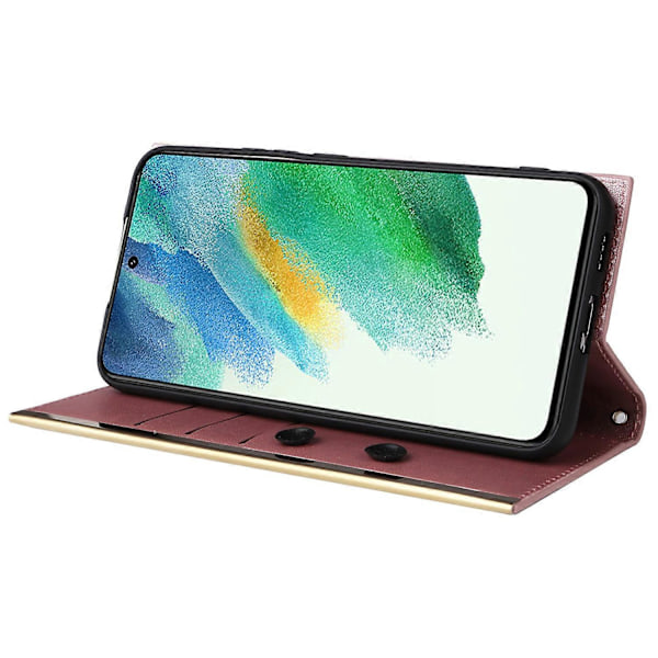 Nahkakotelo imukupilla ja 3 korttipaikalla Samsung Galaxy S21 FE 5G:lle [HK] Tyyli A Style A Multicolor
