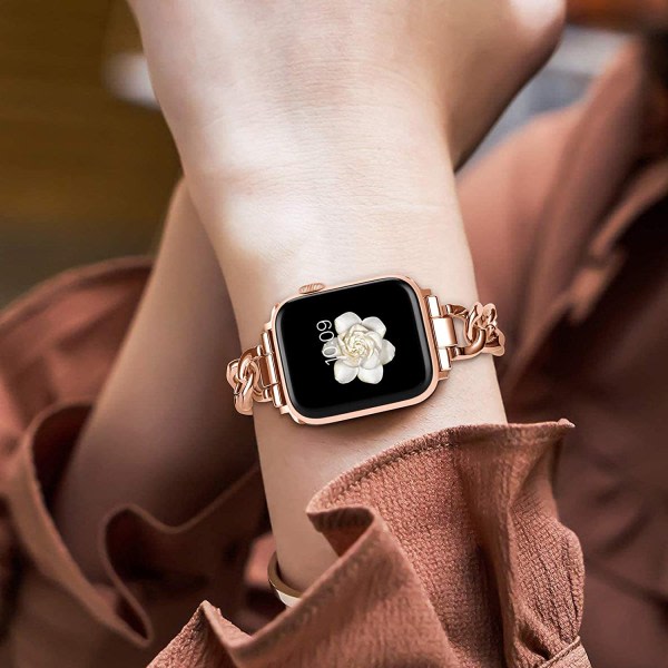 Käsivarsinauha ja rostfritt stål är lämpligt for Apple Watch rem iWatch rose gold 42mm/44mm