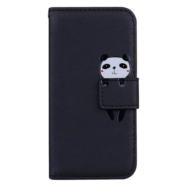 Kompatibelt Iphone 12 deksel Stötsäkert Rolig 3d Animal Panda Flip Pu Läder Söt Magnetisk Stäng Stativ Cover - Svart null ingen