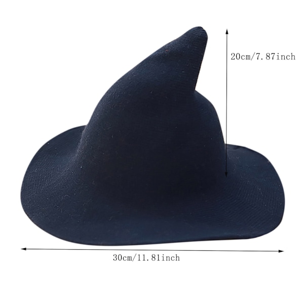 11.81*7.87 Tommer Halloween Heksehat Med Spids Top Festlig Sjov Strikket Uldhat, Cosplay Kostume Tilbehør Og Dagligt