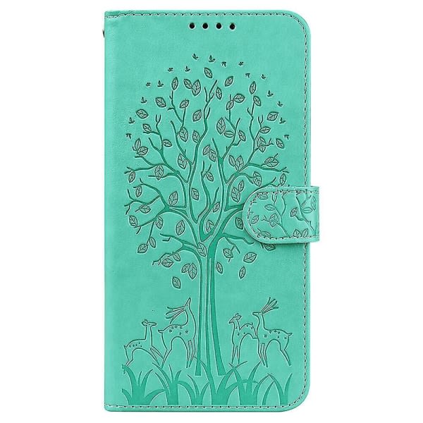 Kompatibel iPhone 11 Pro Max Etui Læder Cover - Grønt træ og rådyr null none