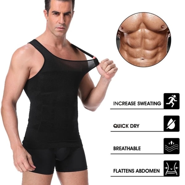 Muotoileva miesten aluspaita Slim Shapewear -ryhdin korjaus Musta M Svart M