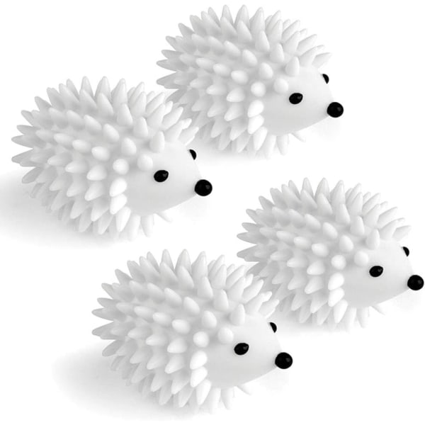 Torktumlare Bollar Återanvändbara torkkulor Plast Torkkuber Tvättbollar for vaskemaskine, sød igelkott, vit, 4 st CDQ