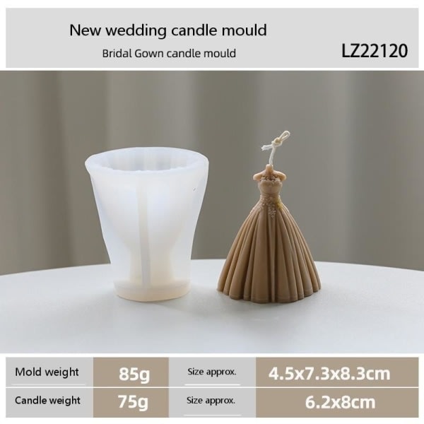 lysformar lys stearinljus DIY gjutformar i silikonform Bröllopsklänning LZ22120