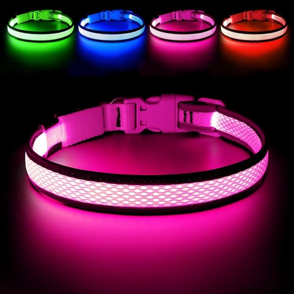 LED Dog Collar - Rechargeable Adjustable Light Collar for Dogs