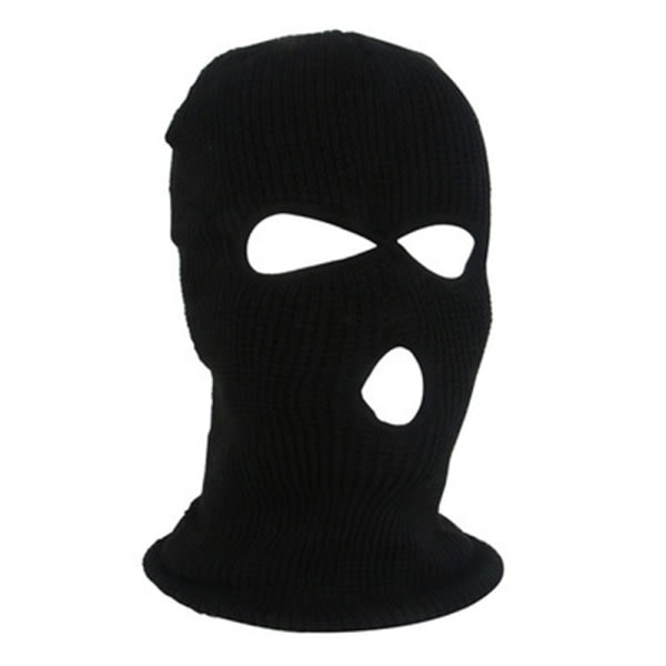 1. Broderi Balaclava Ulkona Lämmin Hattu 3-reikäinen Hiihtohattu Musta