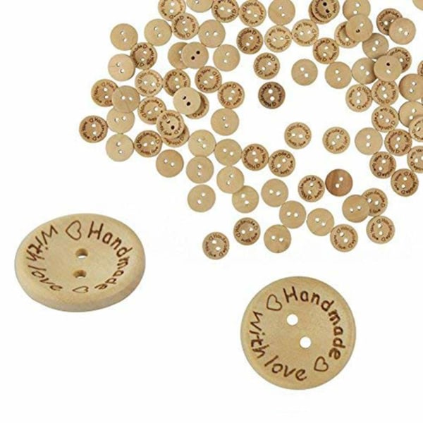 CDQ 100 stk 25 mm 2-huls hjerte træknapper Sy runde DIY-håndlavede knapper