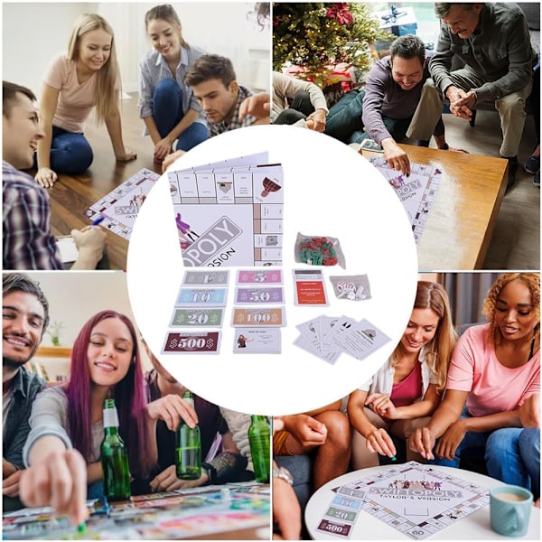 Swiftopoly Lautapeli Taylor Swift -aiheinen Monopoli Partypeli Swifties Lahja Green