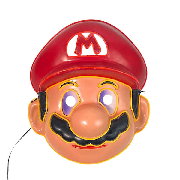 Halloween LED Maske, Lys Op Super Mario Tema Maske Cosplay Performance Kostume Tilbehør Tegneserie Anime Festival Festrekvisitter (YSJ)