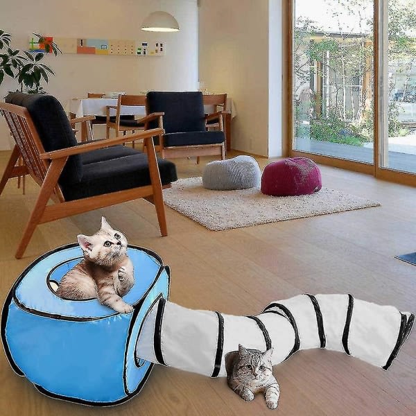 Kattleksakstunnel og kuberpaket Interaktivt Crinkle hopfällbart rør og hopfällbara kuber Lekplats for husdjur, katter og valpar zdq