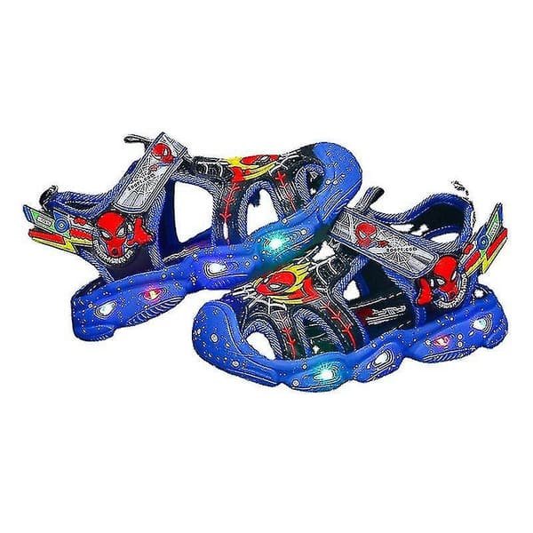 Gutter Led-sandaler Spiderman Utendørssko Strandsko Barn Lysende Sklisikre sko for sommeren Red