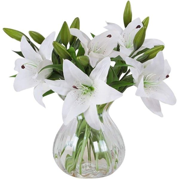 Kunstige blomster, 5 stk Latex kunstige liljer blomster