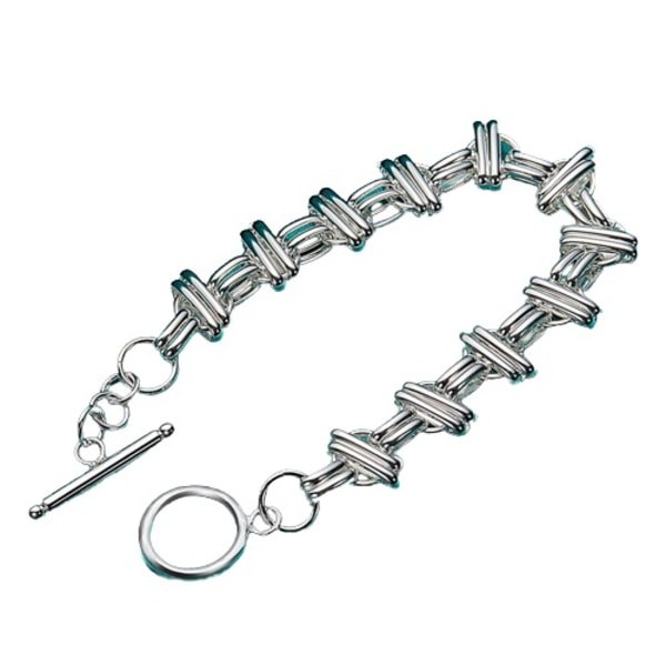 925 Sterling Silver Rund Cross Slät Design Charm 20cm Kedja Armband För Kvinnor zdq