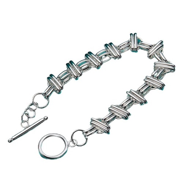 925 Sterling Sølv Rund Cross Slät Design Charm 20cm Kedja Armband For Kvinnor zdq