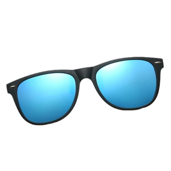 Clip-on Wayfarer Solbriller Blå - Fastgør til eksisterende briller! Sort sort black
