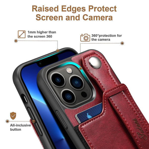 Case kompatibelt Iphone, case med korthållare, slätt syntetiskt läder null none