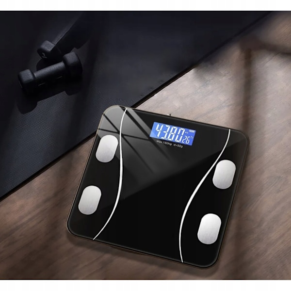 Smart Personvåg med Bluetooth – Mäter Upp till 180 kg Black Svart