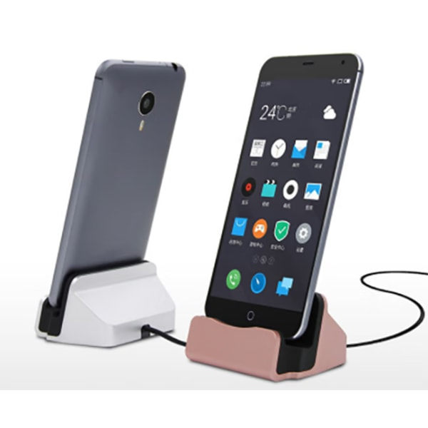 Sølv Lämplig til Apple v8 Android mobiltelefon sæteslader med kabel iphone7 bas LeTV bas stationær hurtigopladning bas CDQ