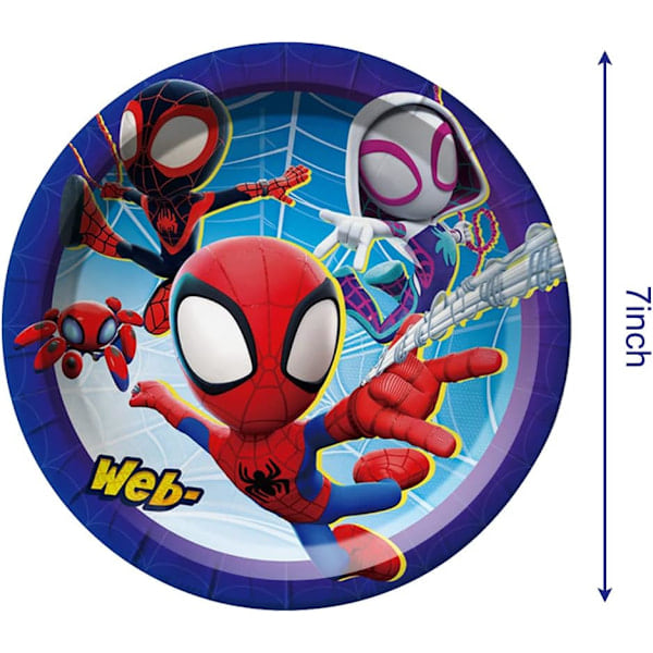 Spidey ja hänen mahtavat ystävänsä -syntymäpäiväteemasetti, 20 lautasta ja 20 servettiä
