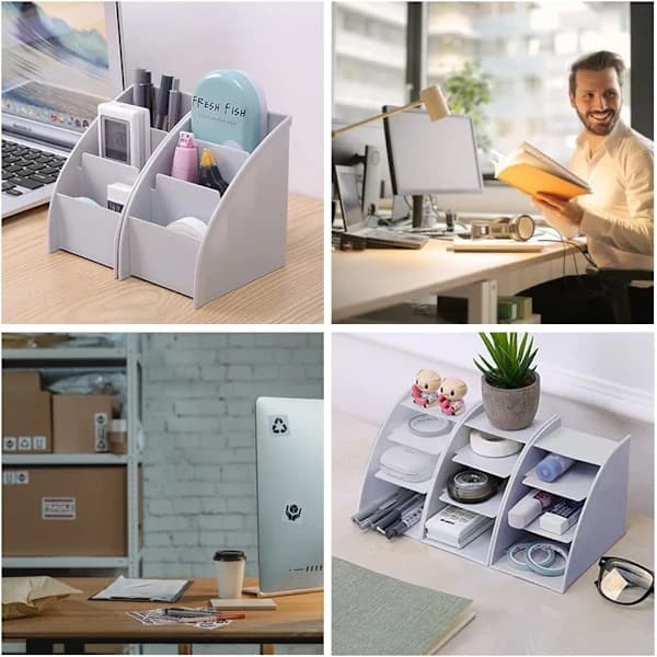 Desktop Organizer Trapezoid Remote Control Holder Creative Desk Organizer for Study Room Office Living Room Dressing Table