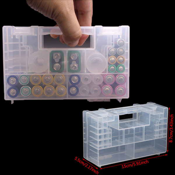 Plast batterilåda opbevaringsboks Case Organizer til AA AAA C one size
