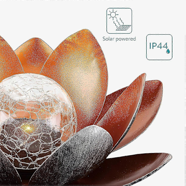 Solcellelampe Lotusblomst - Genopladelig LED-blomst med solenergi - Økologisk dekoration til Tang-have - Amber-Superb (FMY)