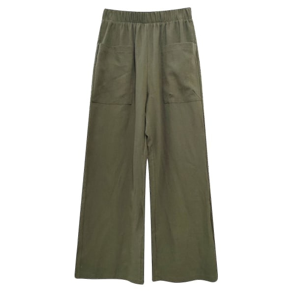 Dammode Casual lösa Breda Ben Byxor Byxor Byxor Grön L zdq