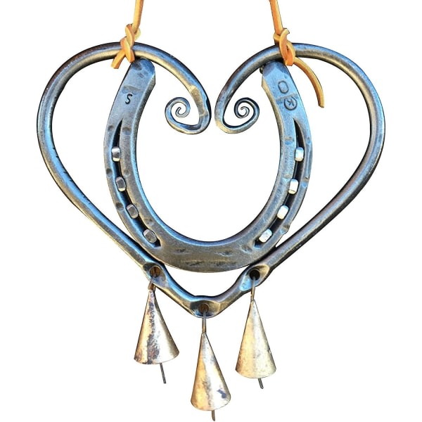 Hästsko hjärta vindspel, kärlek dekorera metall vindspel