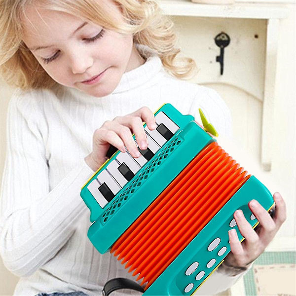 Dragspelsleksak 10 Tangenter 8 Bas Dragspel För Barn Musikinstrument Pedagogiska Leksaker Presenter Till Småbarn Nybörjare - Grön