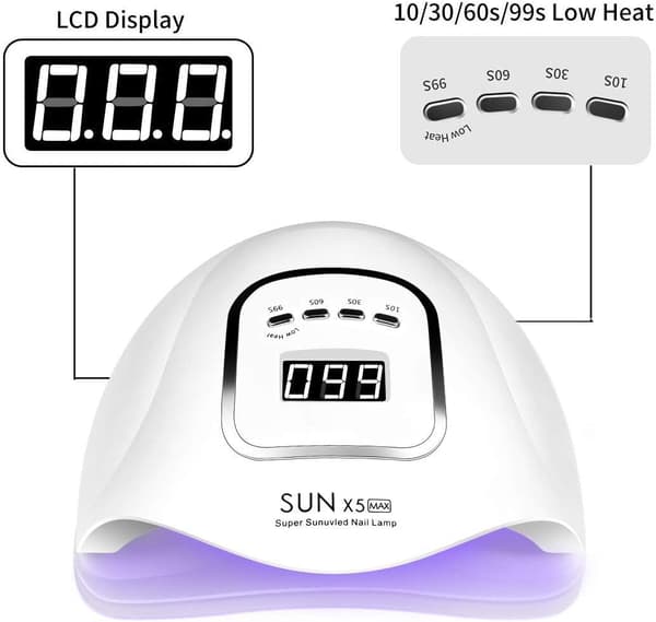150W UV LED Nagellampa för Gel Polish, Autosensor LCD-display 4 Timerinställningar, för Hemmasalongsbruk, Vit